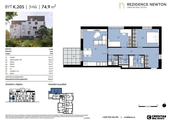 Prodej bytu 3+kk, Praha - Kobylisy, Vršní, 71 m2