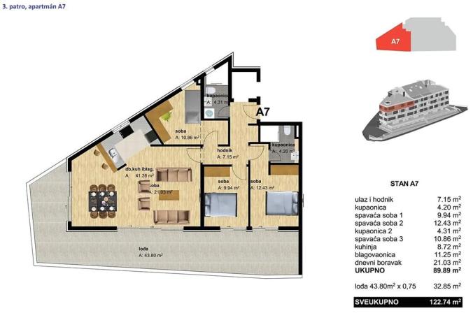 Prodej bytu 4+kk, Baška Voda, Chorvatsko, 149 m2