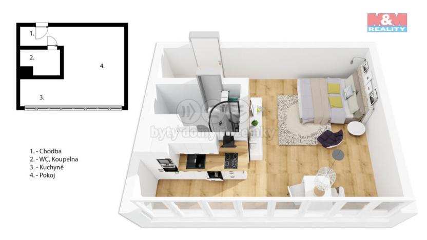 Prodej bytu 1+kk, Hradec Králové - Slezské Předměstí, Severní, 27 m2