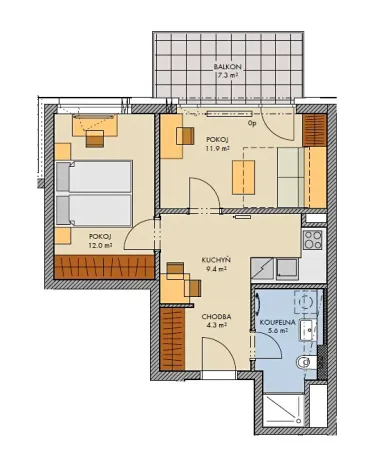 Prodej bytu 2+1, Praha - Třebonice, Thomasova, 45 m2