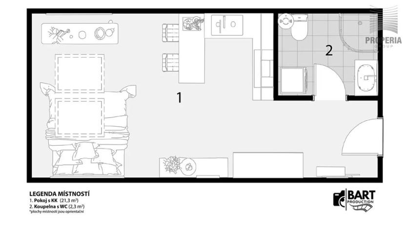 Prodej bytu 1+kk, Brno, Příční, 27 m2