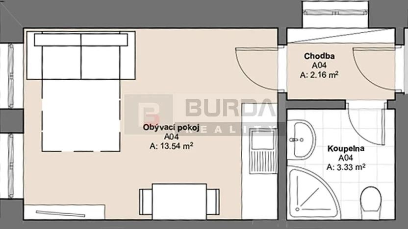 Pronájem bytu 1+kk, Neratovice, 19 m2