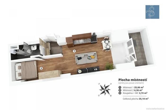 Prodej bytu 1+kk, Praha - Nusle, Na Jezerce, 35 m2