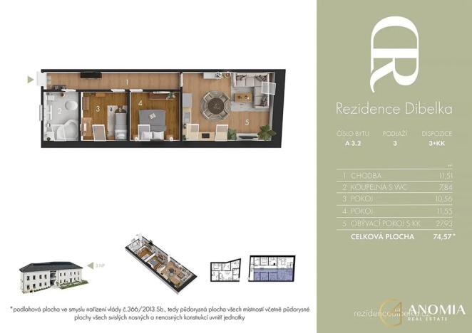 Prodej bytu 3+kk, Trhová Kamenice, Raisovo náměstí, 75 m2