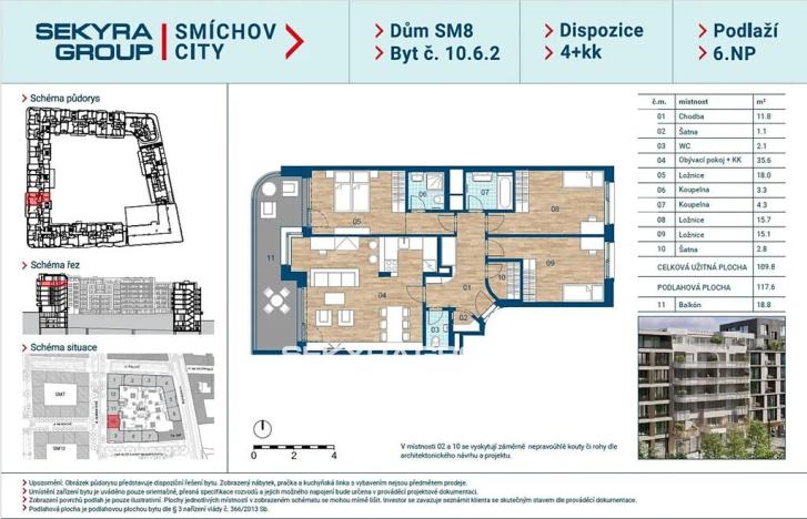 Prodej bytu 4+kk, Praha, Šiklové, 109 m2