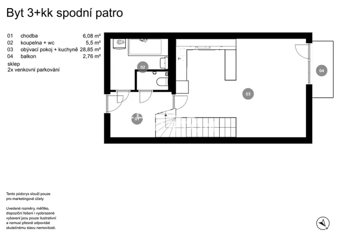 Prodej bytu 3+kk, Jinočany, U potoka, 90 m2