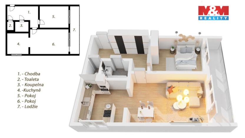Prodej bytu 2+1, Praha - Uhříněves, Na vysočině, 50 m2