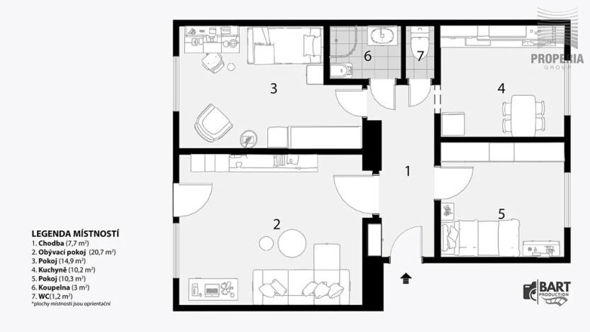 Prodej bytu 3+1, Slavkov u Brna, sídliště Nádražní, 88 m2