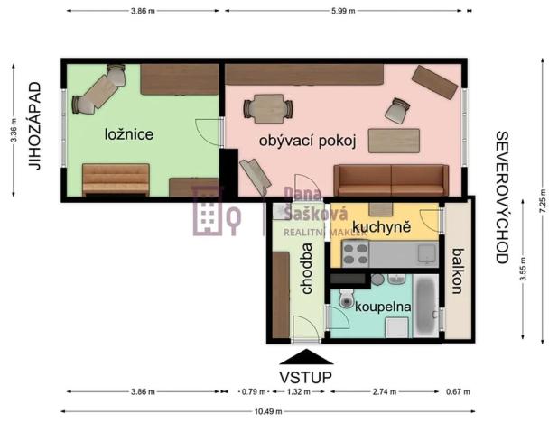 Prodej bytu 2+1, Nová Bystřice, Nádražní, 55 m2