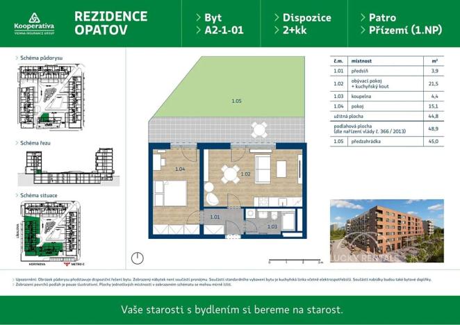 Pronájem bytu 2+kk, Praha - Chodov, Líbalova, 48 m2