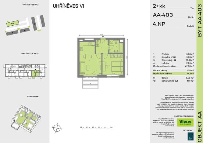 Prodej bytu 2+kk, Praha - Uhříněves, 46 m2