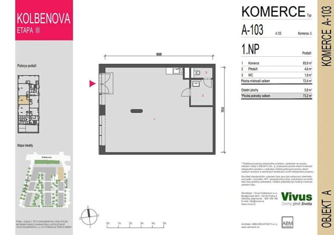 Prodej obchodního prostoru, Praha - Vysočany, Smržových, 73 m2