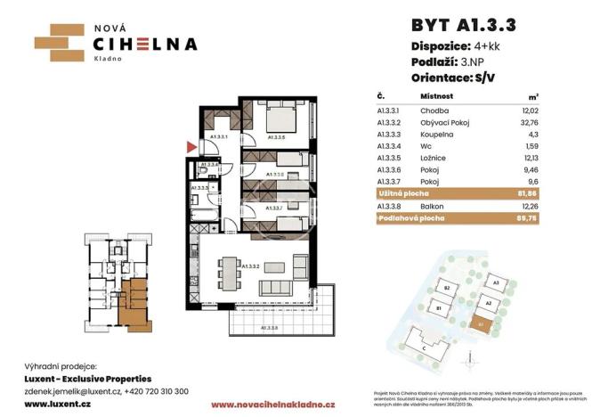 Prodej bytu 4+kk, Kladno, 82 m2
