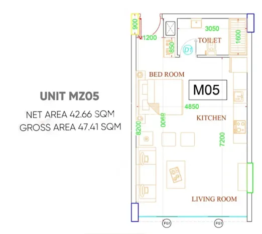 Prodej bytu 1+kk, Taqah, Omán, 43 m2