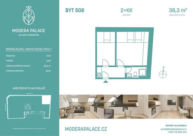 Prodej bytu 2+kk, Praha - Holešovice, Veletržní, 38 m2