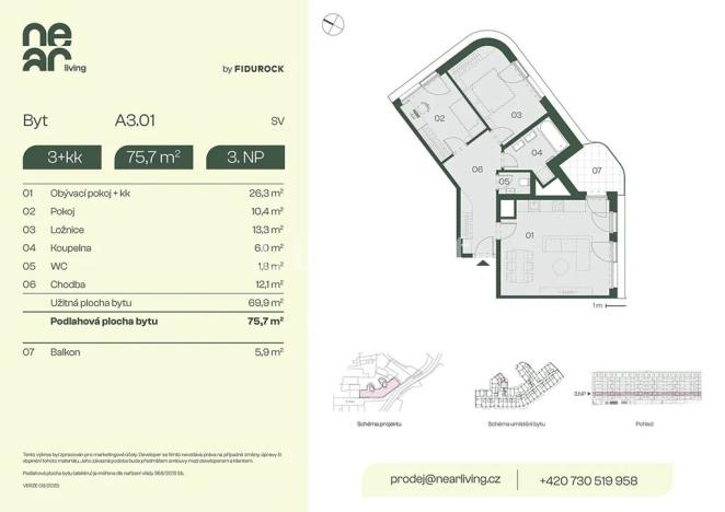 Prodej bytu 3+kk, Praha - Libeň, Na kopečku, 70 m2