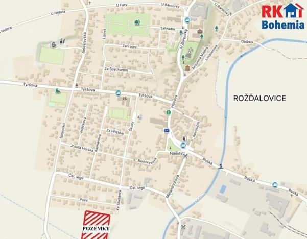 Prodej pozemku pro bydlení, Rožďalovice, Polní, 927 m2