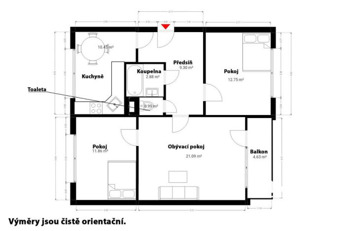 Prodej bytu 3+1, Český Dub - Český Dub IV, Mírové sídliště, 70 m2