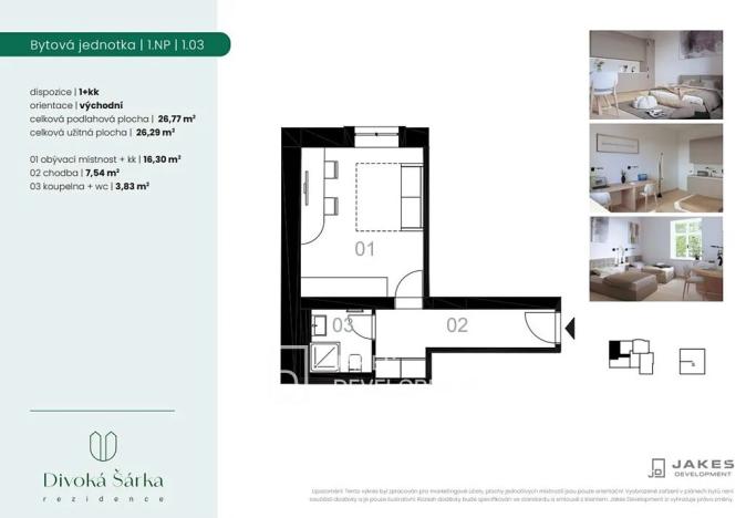 Pronájem bytu 1+kk, Praha - Liboc, Jenečská, 27 m2