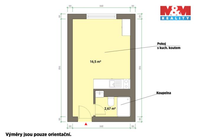 Pronájem bytu 1+kk, Mariánské Lázně - Úšovice, Hroznatova, 19 m2