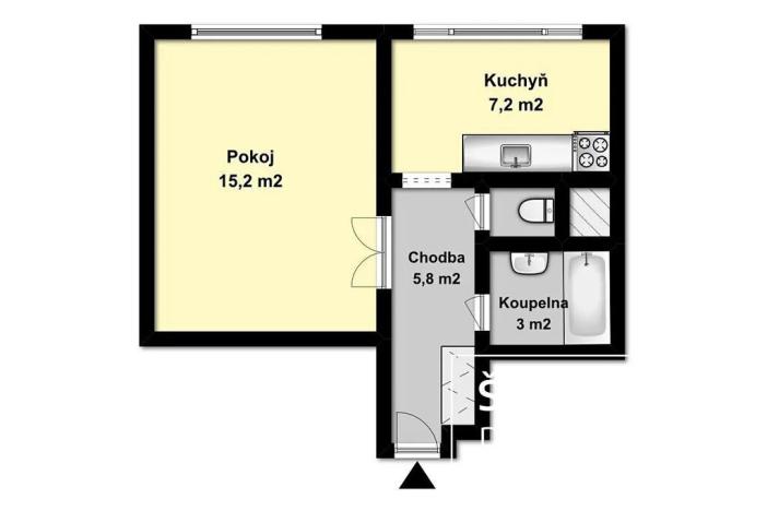 Pronájem bytu 1+1, Kolín, Dělnická, 34 m2
