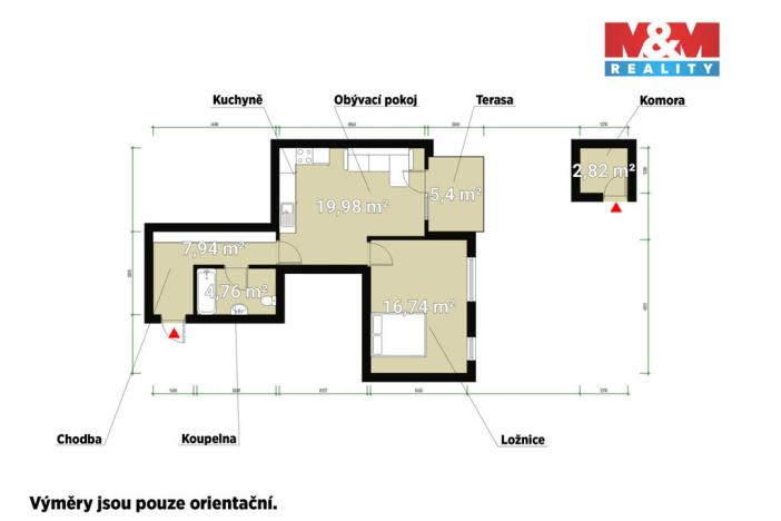Pronájem bytu 2+kk, Plzeň - Bolevec, U Velkého rybníka, 50 m2
