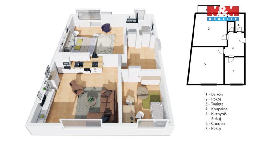 Prodej bytu 3+kk, Olomouc - Nedvězí, Jilemnického, 72 m2