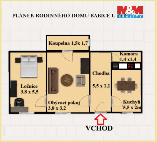Prodej rodinného domu, Babice u Rosic, Dolní, 90 m2