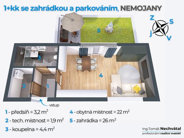 Prodej bytu 1+kk, Nemojany, 32 m2