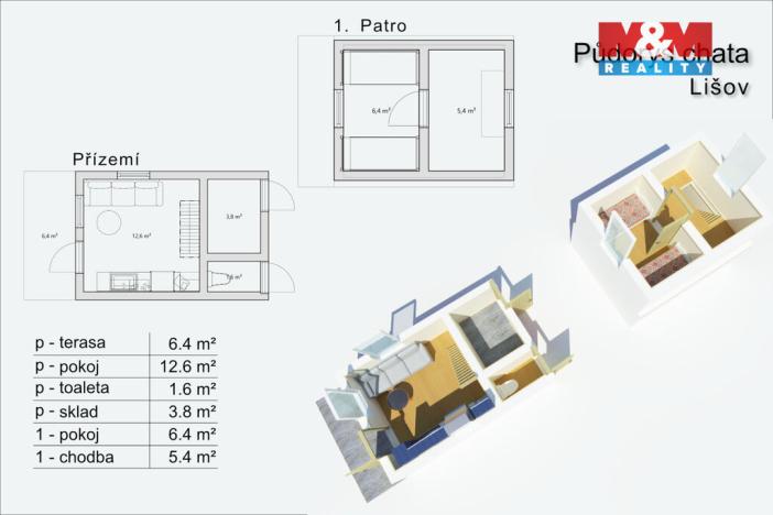 Prodej chaty, Lišov, 375 m2