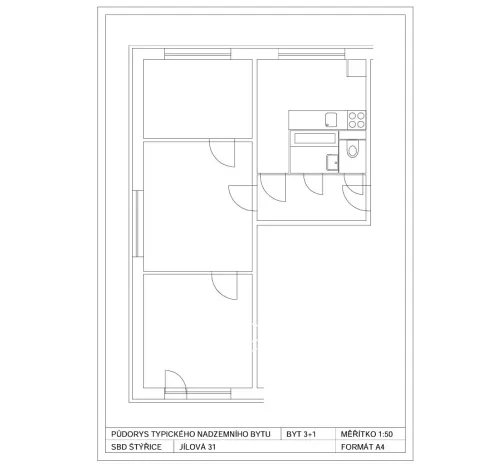 Prodej bytu 3+1, Brno, Jílová, 55 m2