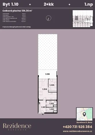 Prodej bytu 2+kk, Brno, Burešova, 139 m2