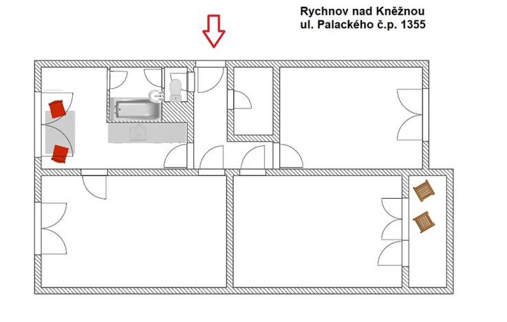 Prodej bytu 3+1, Rychnov nad Kněžnou, Palackého, 84 m2