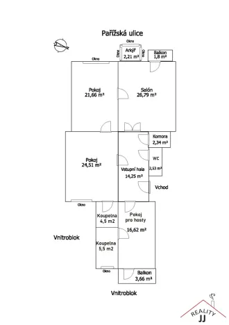 Pronájem bytu 4+kk, Praha - Josefov, Pařížská, 120 m2
