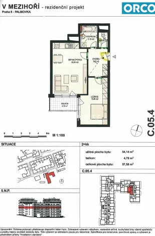 Pronájem bytu 2+kk, Praha - Libeň, V mezihoří, 54 m2