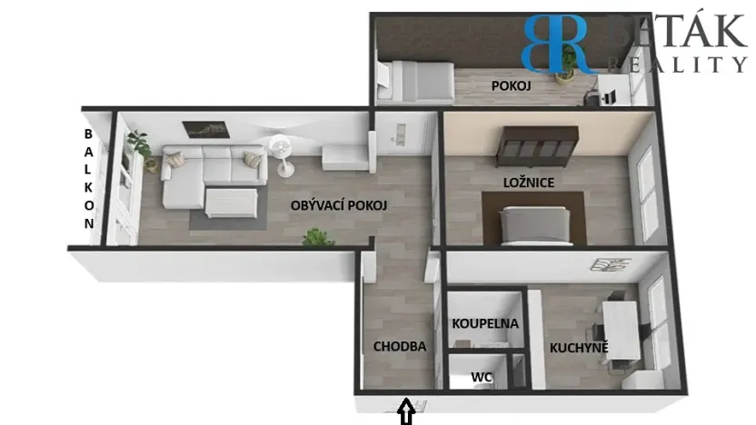 Prodej bytu 3+1, Přerov, nábř. Dr. Edvarda Beneše, 64 m2