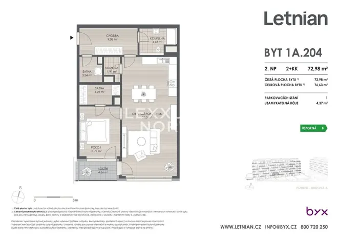 Prodej bytu 2+kk, Praha - Letňany, Tupolevova, 77 m2