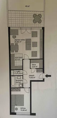 Pronájem bytu 2+kk, Brno, Holzova, 65 m2