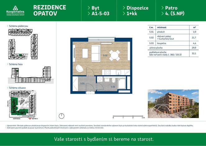 Pronájem bytu 1+kk, Praha - Chodov, Líbalova, 32 m2