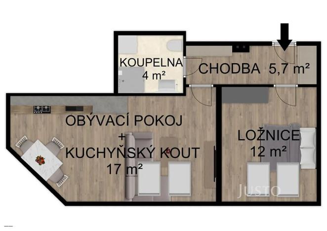 Pronájem bytu 2+kk, Bechyně, Soukenická, 39 m2