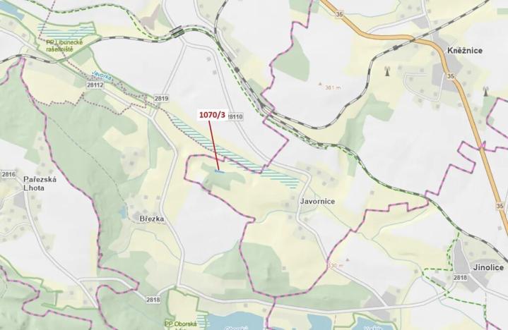 Dražba pozemku, Kněžnice, 631 m2