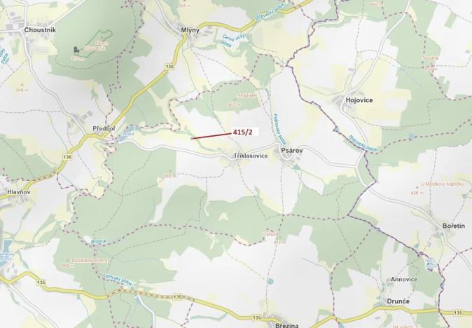 Dražba lesa, Psárov, 1251 m2