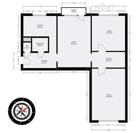 Prodej bytu 3+1, Zábřeh, 17. listopadu, 74 m2