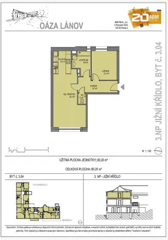 Pronájem bytu 2+kk, Lánov, 60 m2