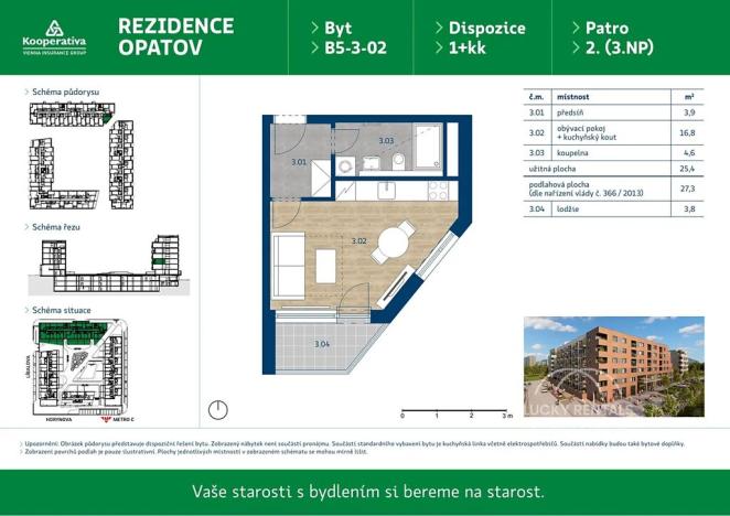 Pronájem bytu 1+kk, Praha - Chodov, Líbalova, 27 m2