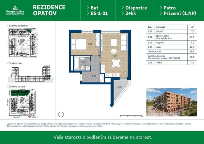 Pronájem bytu 2+kk, Praha - Chodov, Líbalova, 49 m2