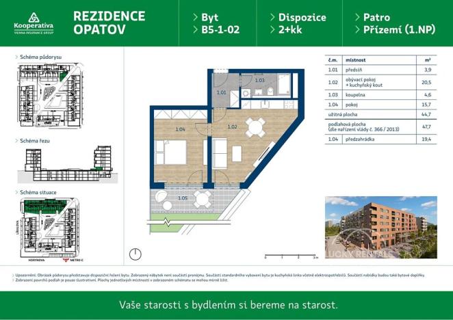 Pronájem bytu 2+kk, Praha - Chodov, Líbalova, 47 m2