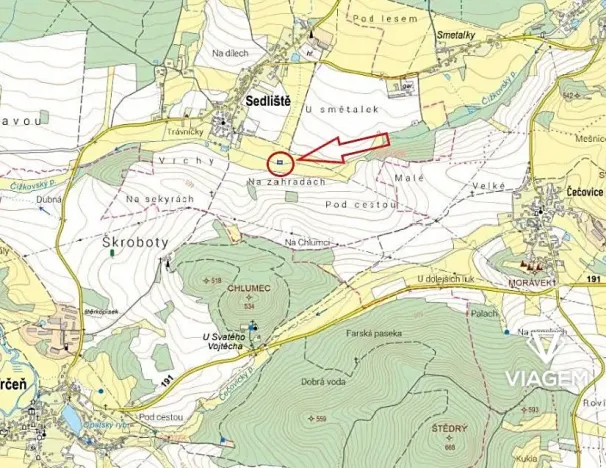 Prodej pole, Sedliště, 800 m2