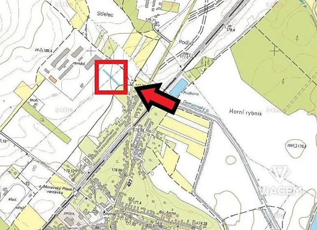 Prodej podílu komerčního pozemku, Moravský Písek, 271 m2