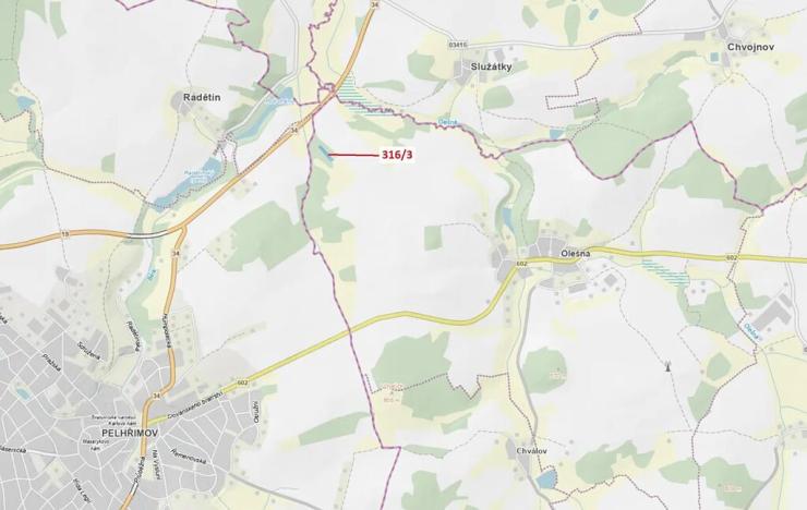 Dražba lesa, Olešná, 2554 m2